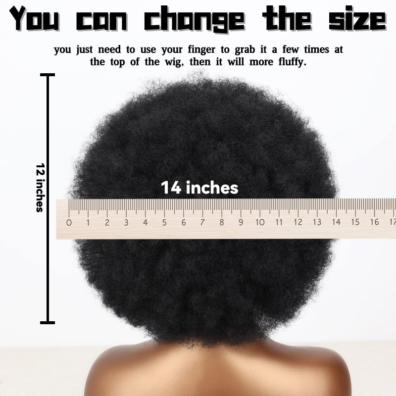 Xinran Short 70s Afro Wigs for Black Women, Large Synthetic Black Short Afro Wig 70's, 8 Inches 60s Afro Wig for Women Bouncy and Soft Natural Looking(Black) - Image 3